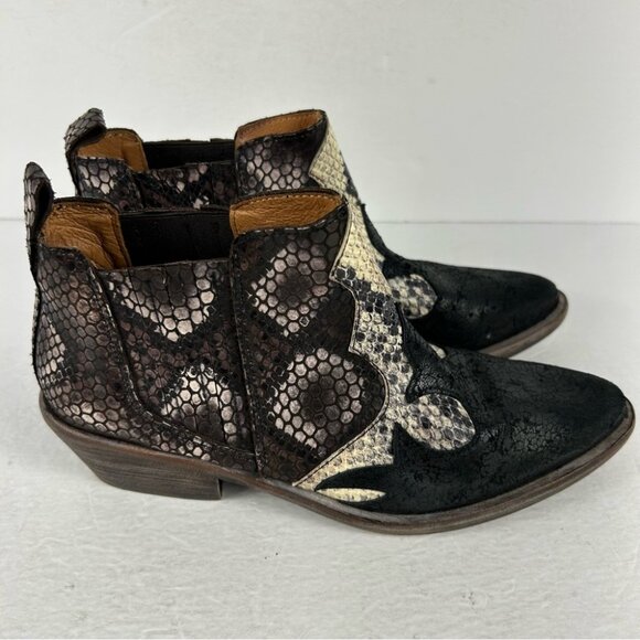 💕 vera cruz Snakeskin Patterned western Ankle Boots leather 37 - Picture 5 of 9